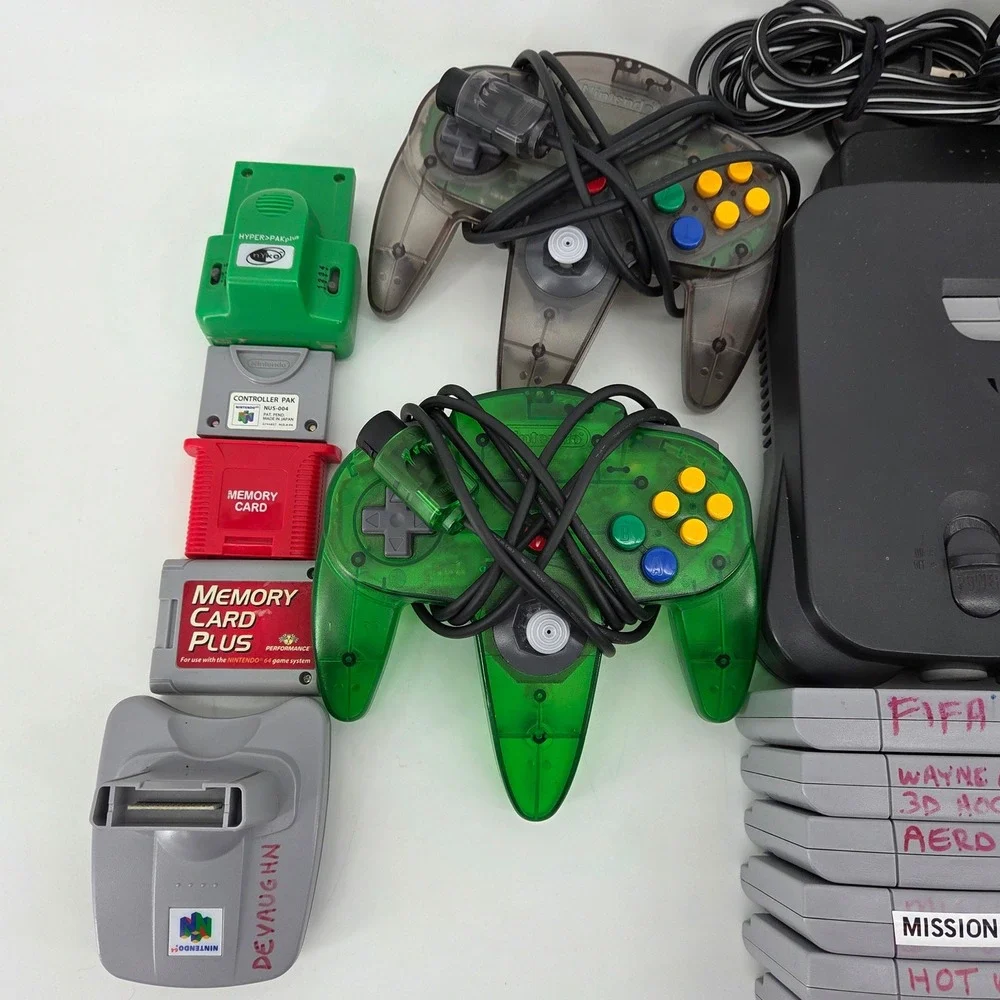 Nintendo 64 N64 Console Bundle 5 Controllers 13 Games Memory Cards Retro Tested